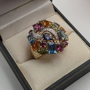 14k Yellow Gold Diamond Gemstone Sz 6 Ring